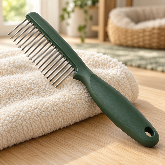 AI-generated illustration of Rounded-Tooth Grooming Comb; props not included