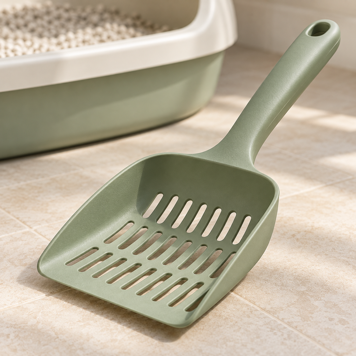 AI-generated illustration of Compact Litter Scoop; props not included